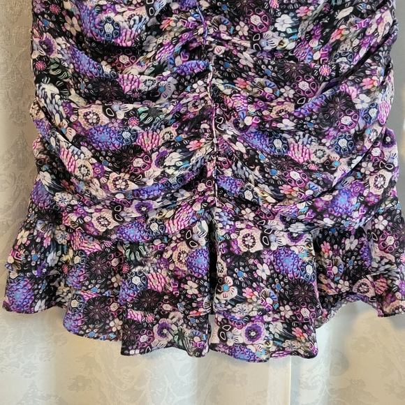 Isabel Marant Milendi Ruched Ruffled Silk-Blend, Women Mini Skirt, Size 6,Violet - Picture 13 of 16